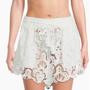 Farm Rio Seashell Eyelet Cotton Cover-Up Shorts